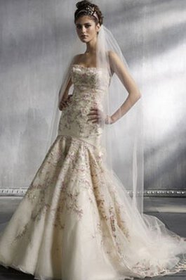 Vestido de Novia de Corte-A en Organza de Hasta el suelo de Bordado