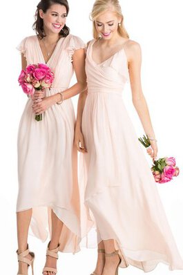 V-Ausschnitt Chiffon A-Line Elegantes sexy Brautjungfernkleid mit gekappten Ärmeln