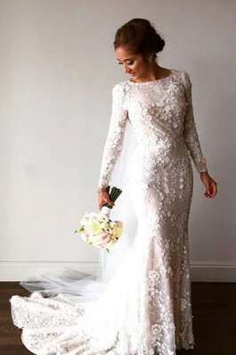 Abito da Sposa Cerniera con Cristino tradizionale con Piega con Fiore Elegante