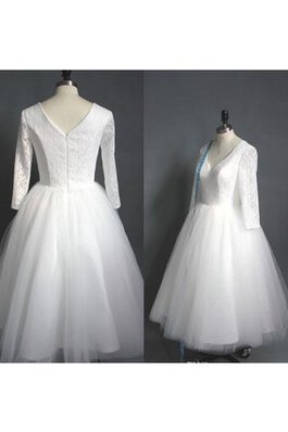 Romántico Vestido de Novia en Encaje de Manga de longitud 3/4 de Hinchado