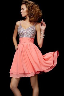 Abito Homecoming Principessa Corto in Chiffon A-Line V-Scollo