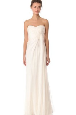 Abito da Sposa Semplice Naturale Lungo in Chiffon Tubino con Festone