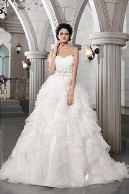 Robe de mariée avec zip de mode de bal avec sans manches en organza avec perle