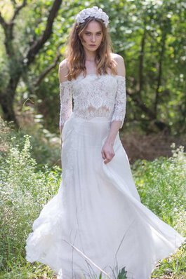 Abito da Sposa Formale E Informale in pizzo con Applique Semplice A-Line Fuori dalla spalla