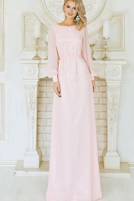 Robe de bal naturel avec manche longue longueur au ras du sol avec chiffon avec cristal