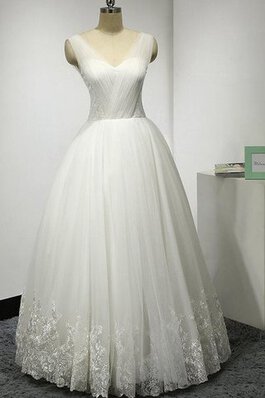 Abito da Sposa con Increspato con Piega in Tulle radiosa A-Line Allacciato