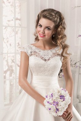 Abito da Sposa A Terra A-Line V-Scollo Vintage Allacciato Coda A Strascico Corto