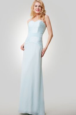 Enganliegendes Herz-Ausschnitt Ärmelloses luxus Brautjungfernkleid aus Chiffon mit Schleife