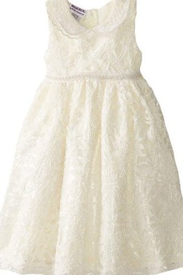 Robe de cortège enfant plissé v encolure avec perle longueur mollet avec zip