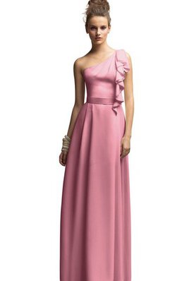 Robe demoiselle d'honneur longue d'épaule asymétrique avec chiffon ceinture