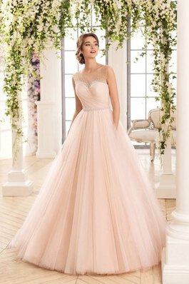 Robe de mariée naturel avec perle manche nulle trou serre de mode de bal