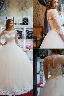 Abito da sposa moderno largo moda con applique con tre quarti lunghezza maniche a sala