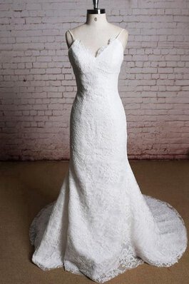 Vestido de Novia de Escote en V de Hasta el suelo de Cola Corte