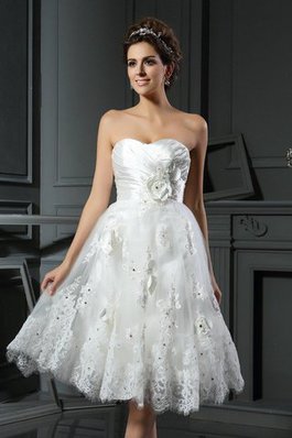 Abito da Sposa Mini Cuore Classico A-Line in Raso