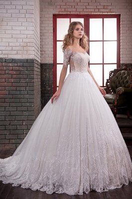 Abito da Sposa in Pizzo con Manica Corte Naturale in pizzo Fuori dalla spalla Lungo