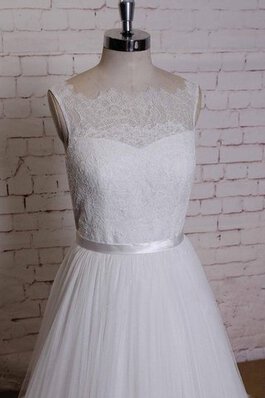 Abito da Sposa largo Coda A Strascico Corto in Tulle A-Line con Nastro con Fusciacca