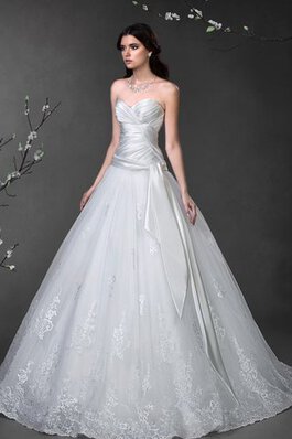 Robe de mariée avec lacets de mode de bal avec sans manches en satin avec nœud à boucles