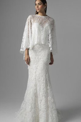 Robe de mariée luxueux solennelle de fourreau au niveau de cou de traîne moyenne