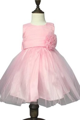 Robe de cortège enfant plissé avec fleurs elevé avec nœud fermeutre eclair