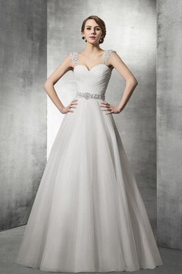 Vestido de Novia de Corte Evasé de Escote de Tirantes Espaguetis de Escote Corazón