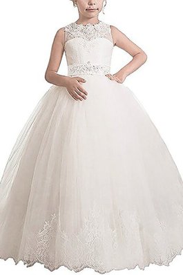 Robe de cortège enfant avec ruban avec sans manches ceinture en tulle avec fleurs