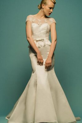 Abito da Sposa Tondo A Terra Vintage con Applique Lungo Naturale