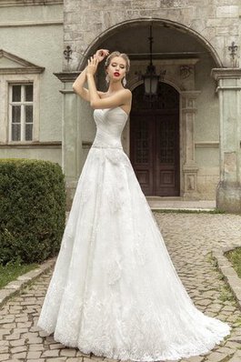 Robe de mariée naturel col en forme de cœur appliques cordon avec sans manches