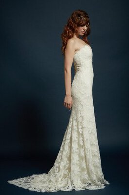 Abito da Sposa Elegante senza strap Schiena Nuda con Increspature Cuore Tubino