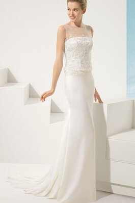 Robe de mariée moderne avec décoration dentelle avec perle avec sans manches avec chiffon