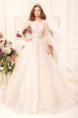 Abito da Sposa Elegante originale A-Line Lungo con Perline con Applique