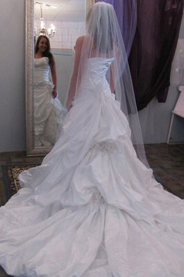 Abito da Sposa Senza Maniche A Terra A-Line Naturale con Fiore in Taffeta