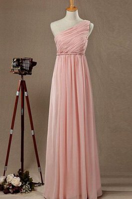 Robe demoiselle d'honneur manche nulle en chiffon ruché ligne a d'épaule asymétrique