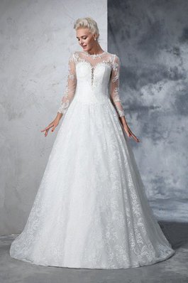 Robe de mariée classique longue delicat de traîne moyenne au niveau de cou