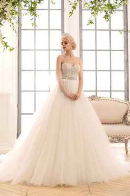 Robe de mariée naturel textile en tulle col en forme de cœur décolleté dans le dos