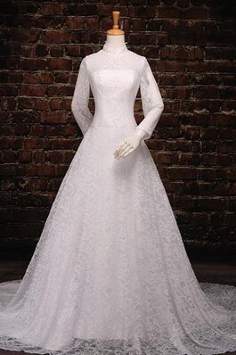 Abito da Sposa Fuori dalla spalla Sotto Ginocchio in Tulle con Maniche Lunghe A-Line in pizzo