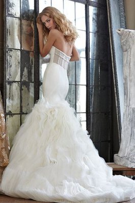 Vestido de Novia de Corte Sirena en Organza de Abalorio de Lazos de Cremallera