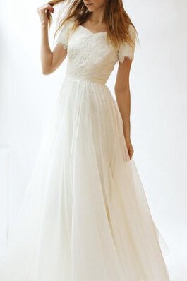 Abito da Sposa A-Line Elegante con Fusciacca Semplice Spazzola Treno con Applique