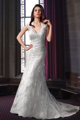 Robe de mariée luxueux romantique avec ruban de traîne courte ceinture en étoffe