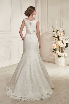 Robe de mariée v encolure avec perle manche nulle de sirène cordon