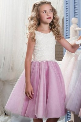 Abito da cerimonia bambini in pizzo con fiore in tulle cerniera bellissimo al ginocchio