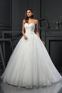 Clasico Vestido de Novia de Corte Evasé de Escote Corazón de Imperio Cintura