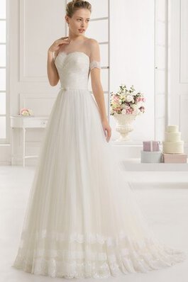 Abito da Sposa Cuore All Aperto con Fiocco Lungo in Tulle a Chiesa