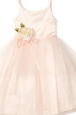 Robe de cortège enfant plissé a-ligne avec fleurs bandouliere spaghetti manche nulle