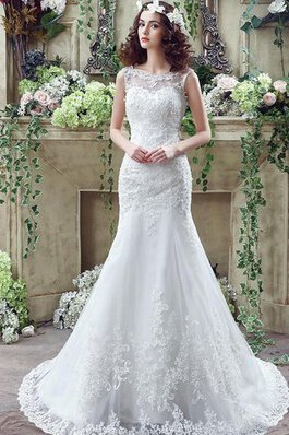 Robe de mariée sexy larges bretelles encolure ronde de traîne courte sans ceinture