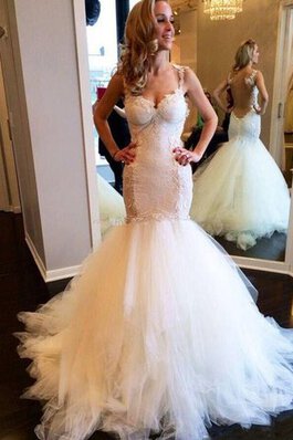 Abito da Sposa Spazzola Treno con Piega con Applique Romantico Conotta lusso