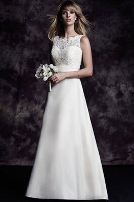 Robe de mariée naturel manche nulle col en v foncé de traîne courte en satin