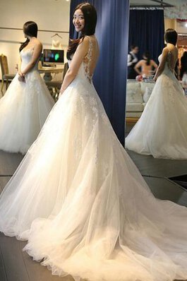 Abito da Sposa favola Profondo V-scollo V-Scollo con Perline in Pizzo Ball Gown