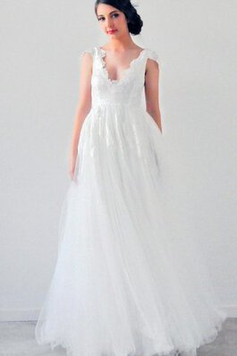 Abito da Sposa in Tulle in Pizzo Romantico A-Line con Piega a riva