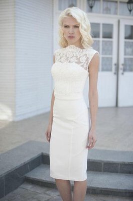 Vestido de Novia de Corte Recto en Gasa de Abalorio de Hasta la Rodilla de Natural