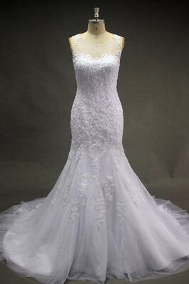 Vestido de Novia de Cremallera de Escote redondo de Cola Corte de Natural